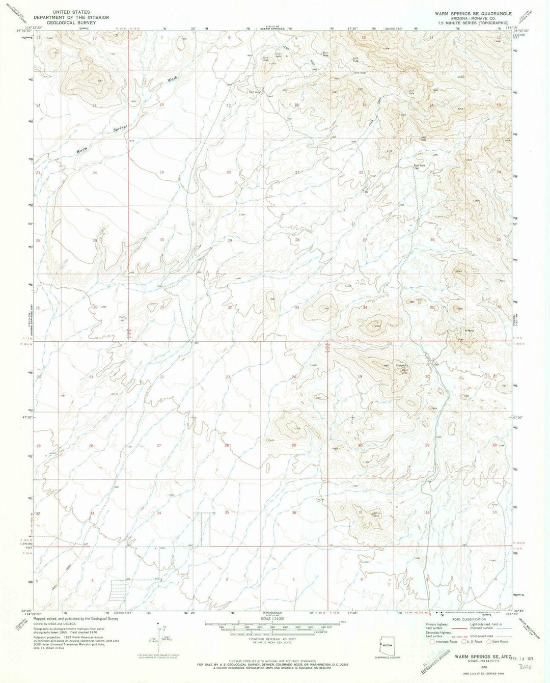 1970 Warm Springs, AZ - Arizona - USGS Topographic Map
