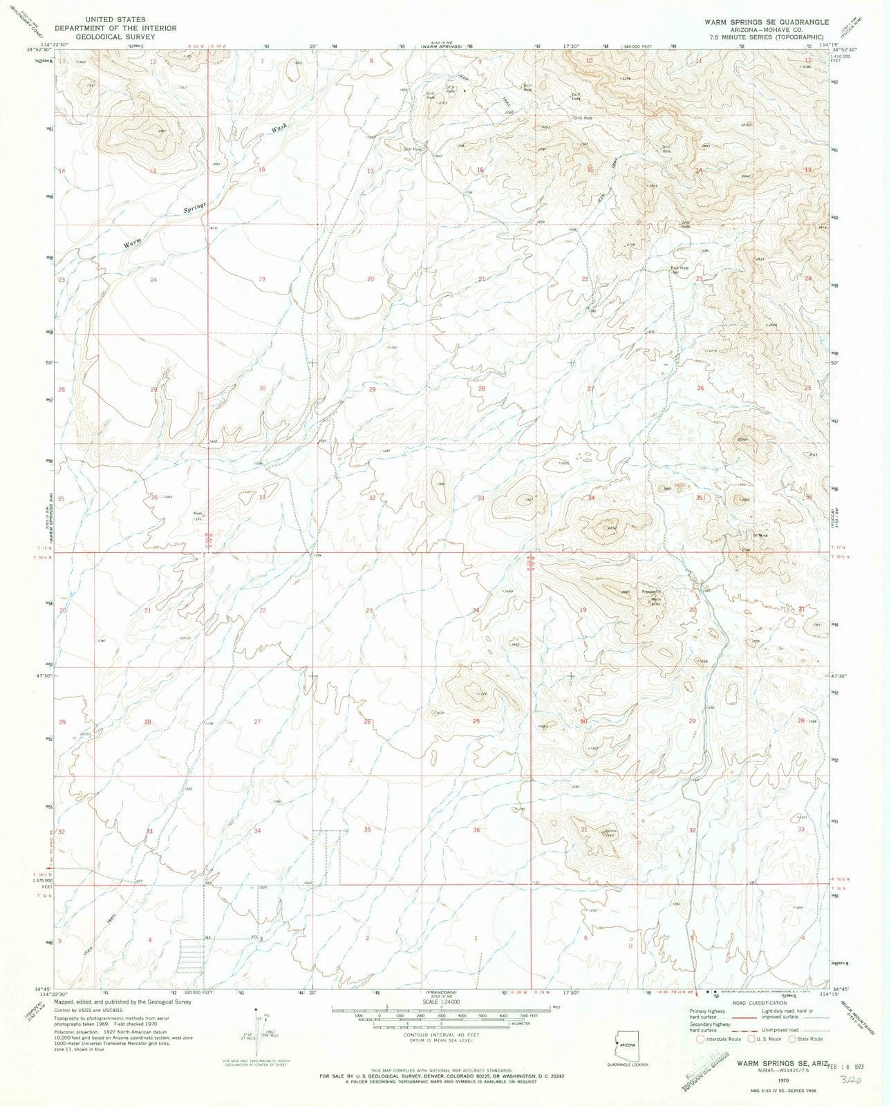 1970 Warm Springs, AZ - Arizona - USGS Topographic Map
