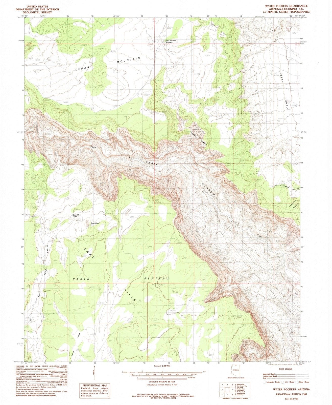 1985 Water Pockets, AZ - Arizona - USGS Topographic Map