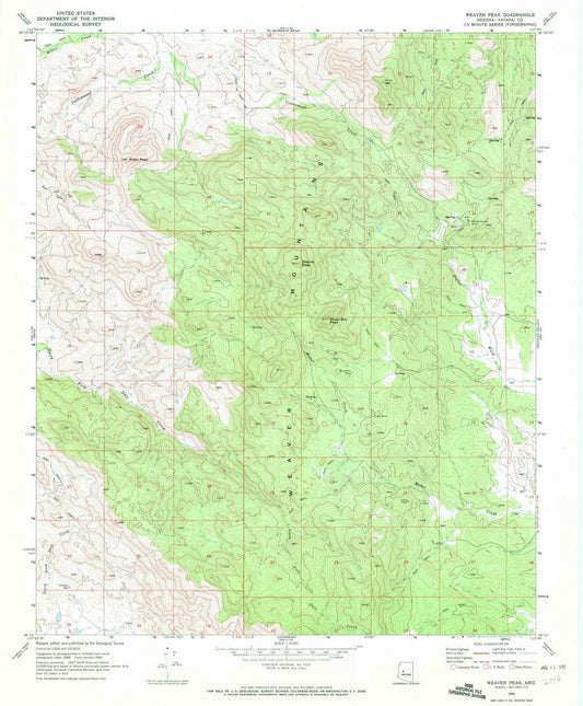 1969 Weaver Peak, AZ - Arizona - USGS Topographic Map