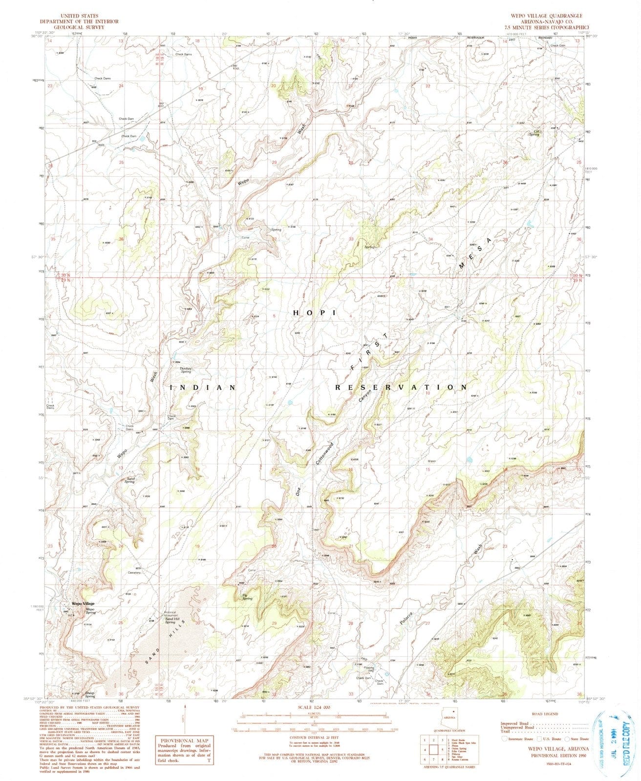 1990 Wepo Village, AZ - Arizona - USGS Topographic Map