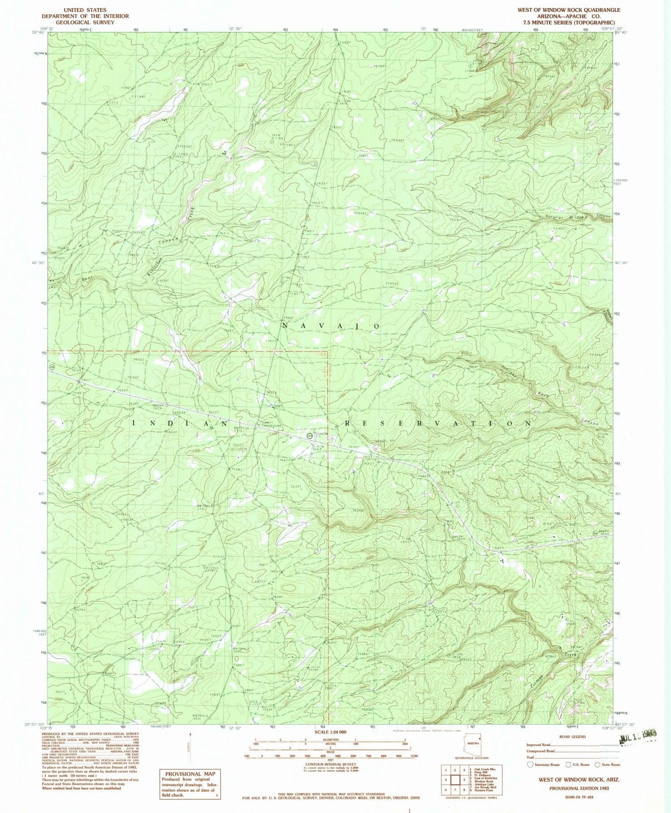 1983 West of Window Rock, AZ - Arizona - USGS Topographic Map