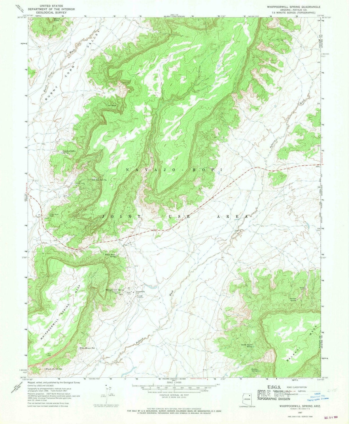 1967 Whippoorwill Spring, AZ - Arizona - USGS Topographic Map