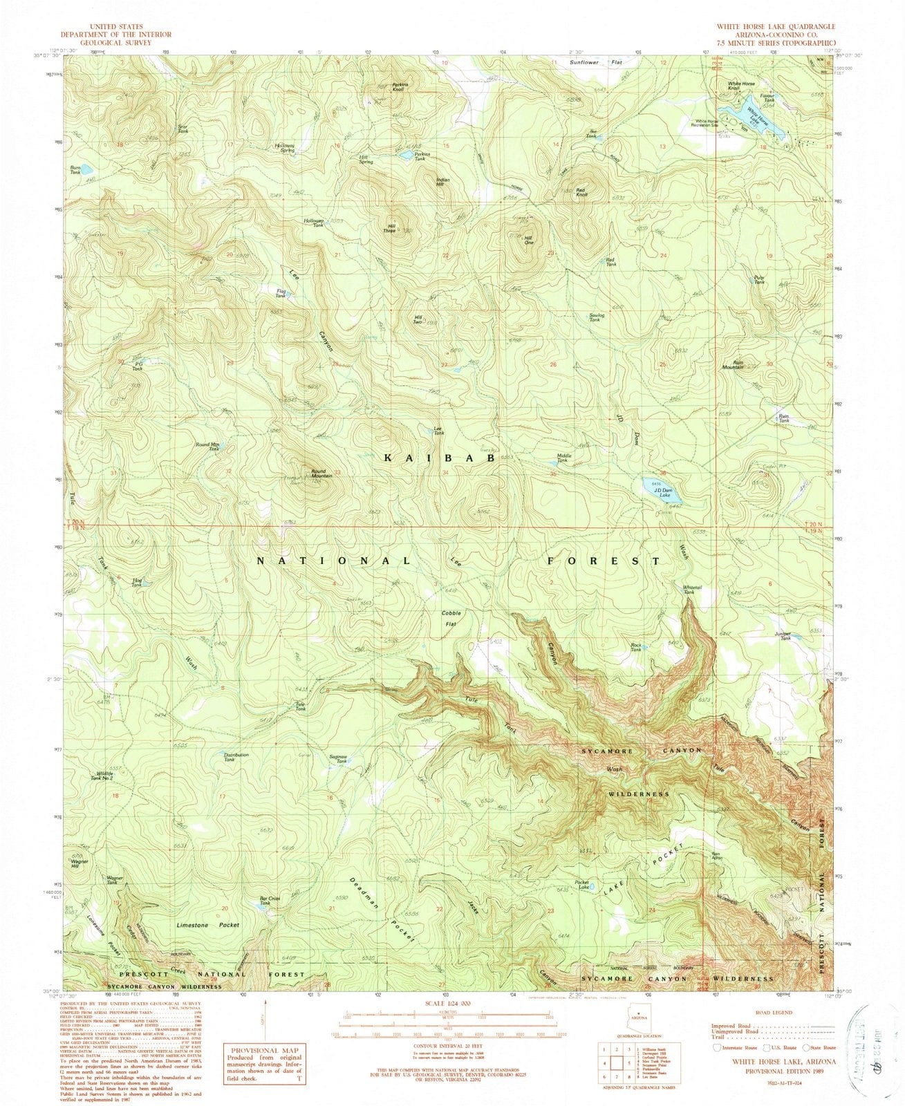 1989 White Horse Lake, AZ - Arizona - USGS Topographic Map