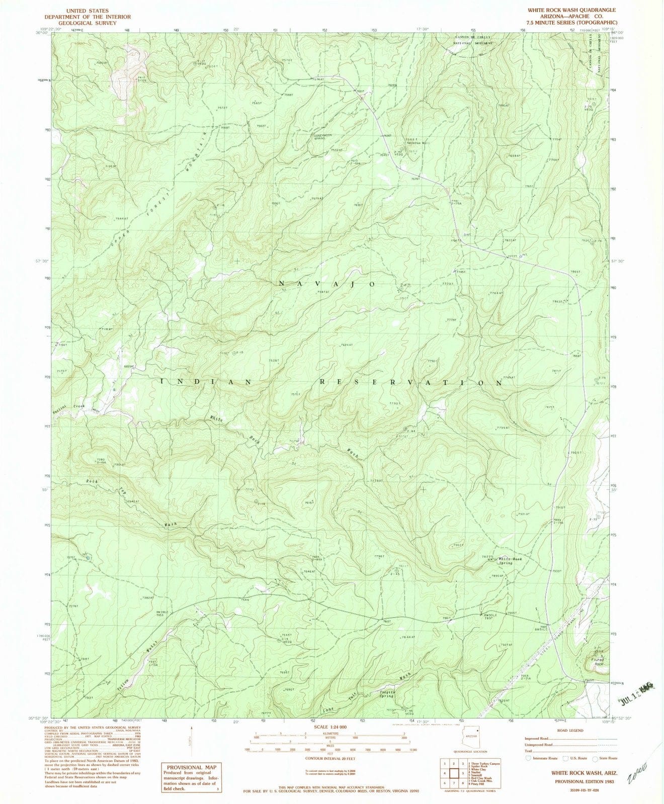 1983 White Rock Wash, AZ - Arizona - USGS Topographic Map