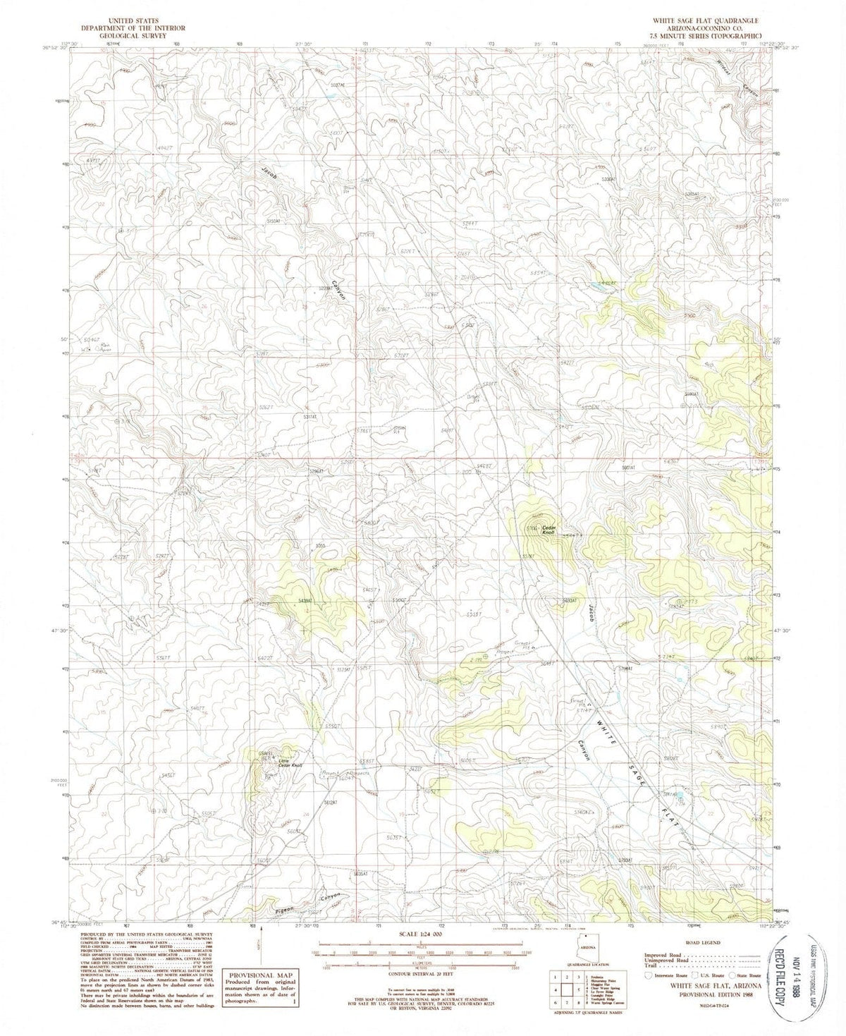 1988 White Sage Flat, AZ - Arizona - USGS Topographic Map