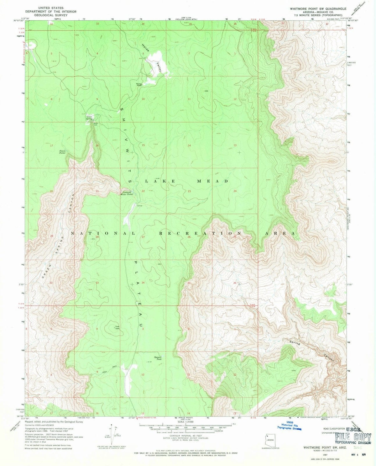 1967 Whitmore Point, AZ - Arizona - USGS Topographic Map v2