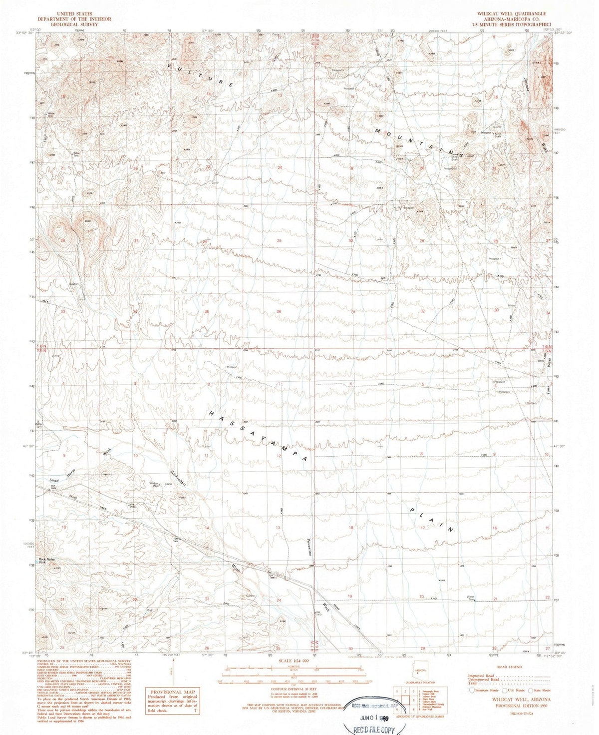 1990 Wildcat Well, AZ - Arizona - USGS Topographic Map