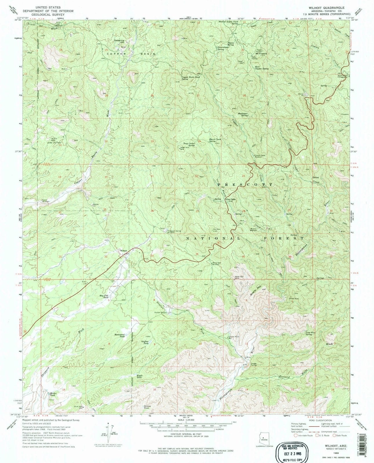 1969 Wilhoit, AZ - Arizona - USGS Topographic Map
