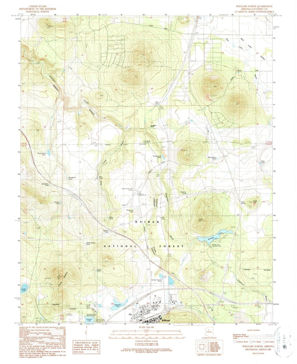1989 Williams North, AZ - Arizona - USGS Topographic Map