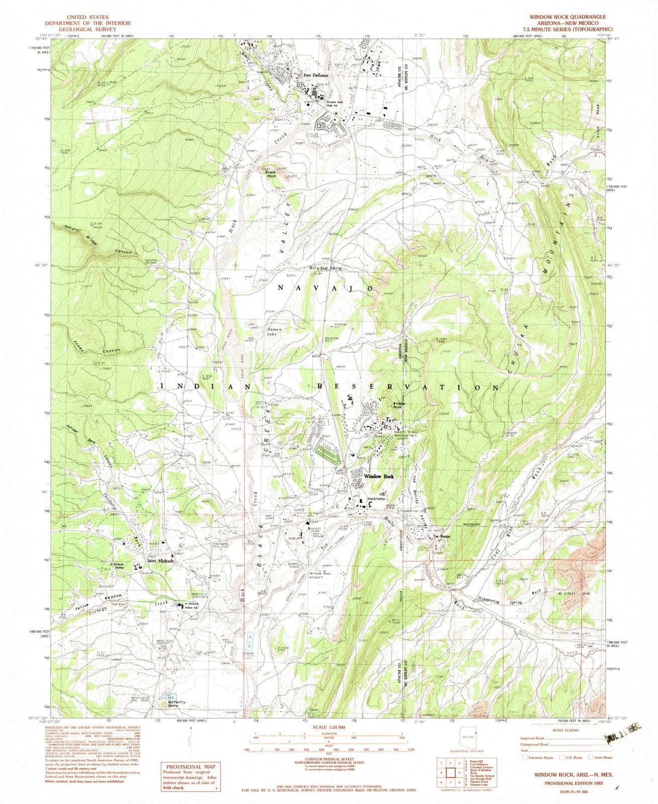 1983 Window Rock, AZ - Arizona - USGS Topographic Map