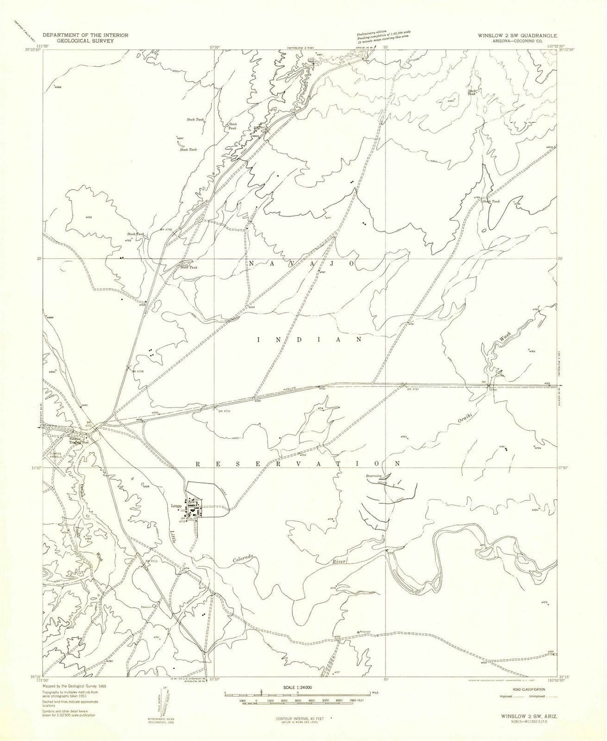 1955 Winslow 2, AZ - Arizona - USGS Topographic Map