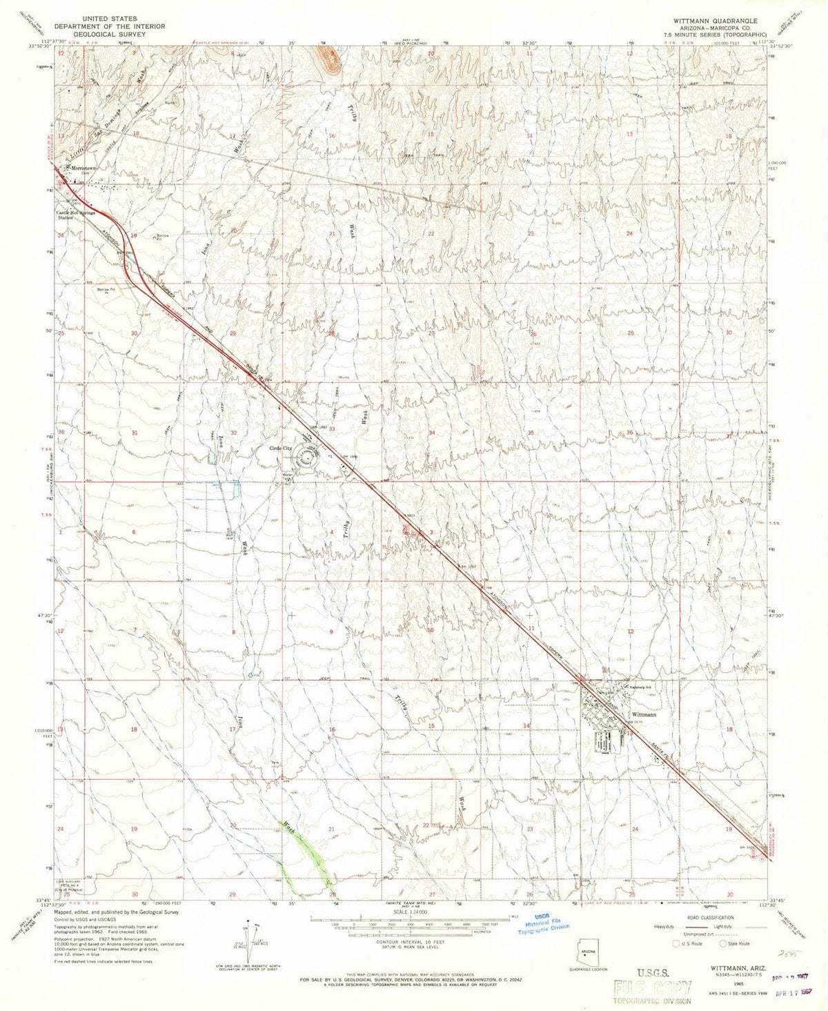 1965 Wittmann, AZ - Arizona - USGS Topographic Map