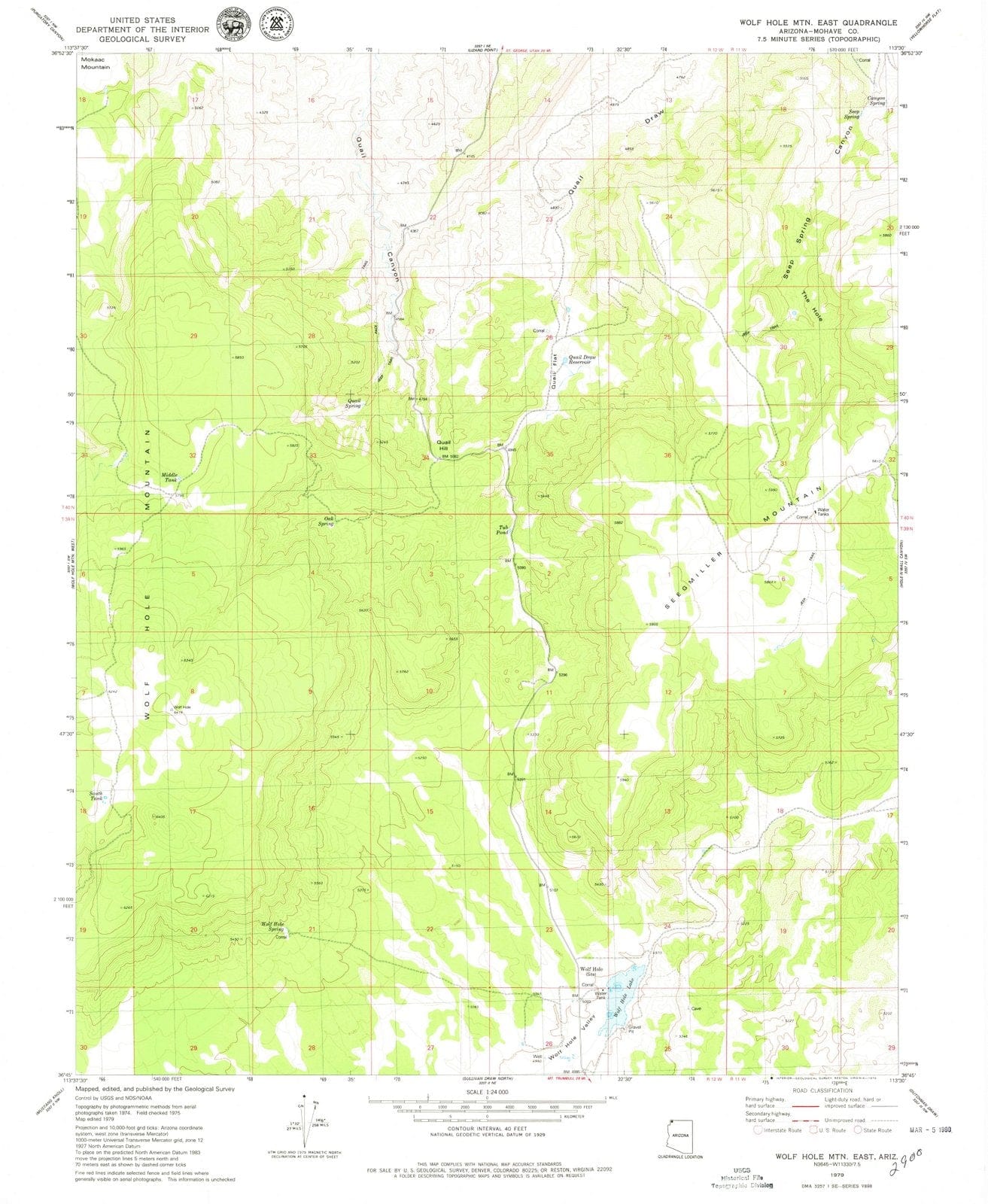 1979 Wolf Hole MTN. East, AZ - Arizona - USGS Topographic Map