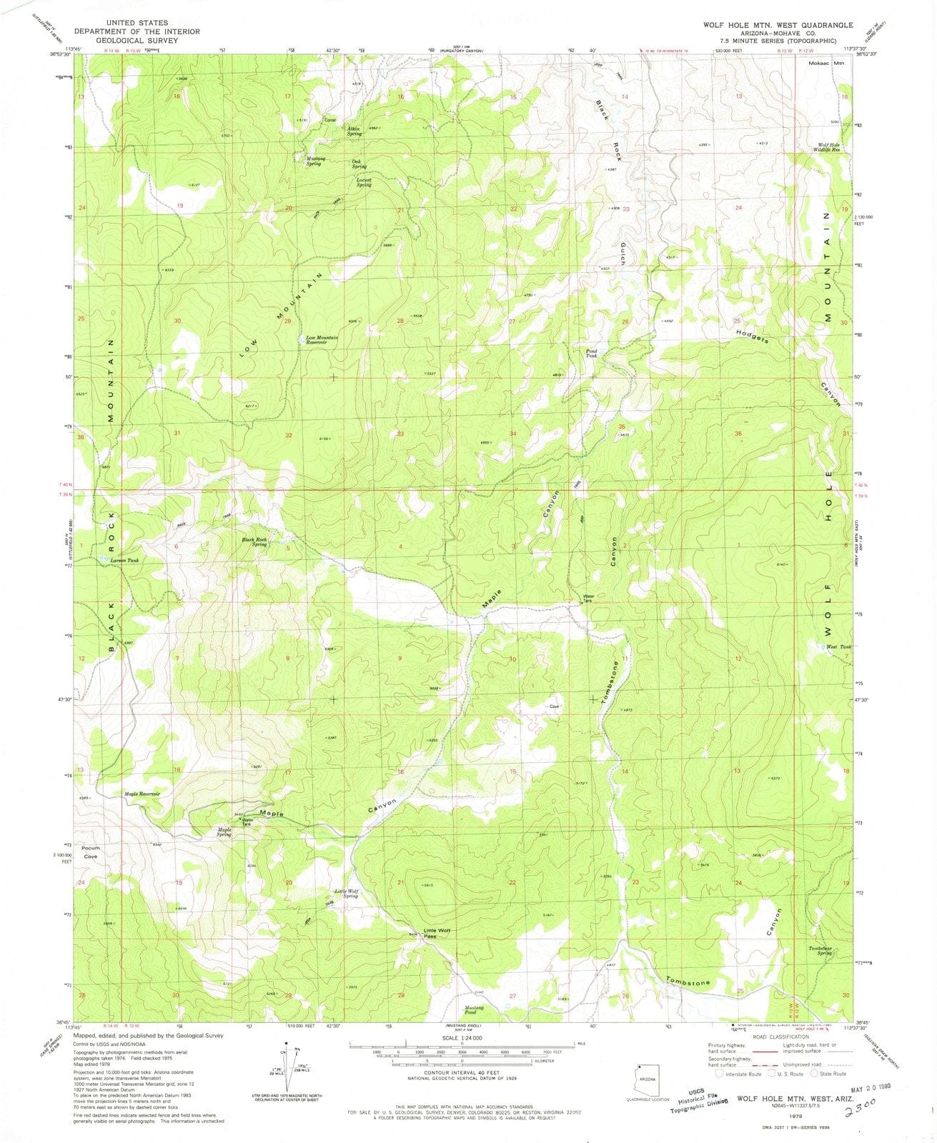 1979 Wolf Hole MTN. West, AZ - Arizona - USGS Topographic Map