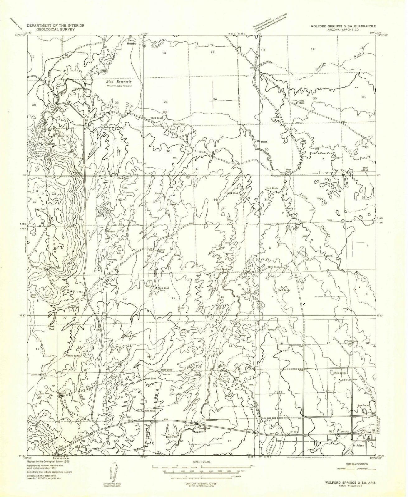 1955 Wolford Springs 3, AZ - Arizona - USGS Topographic Map