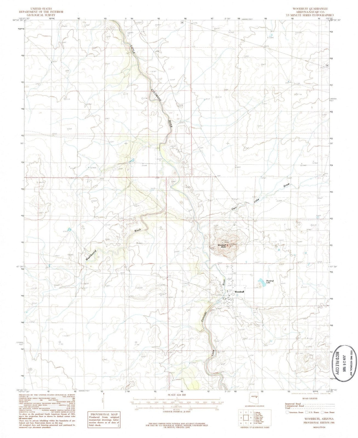1986 Woodruff, AZ - Arizona - USGS Topographic Map