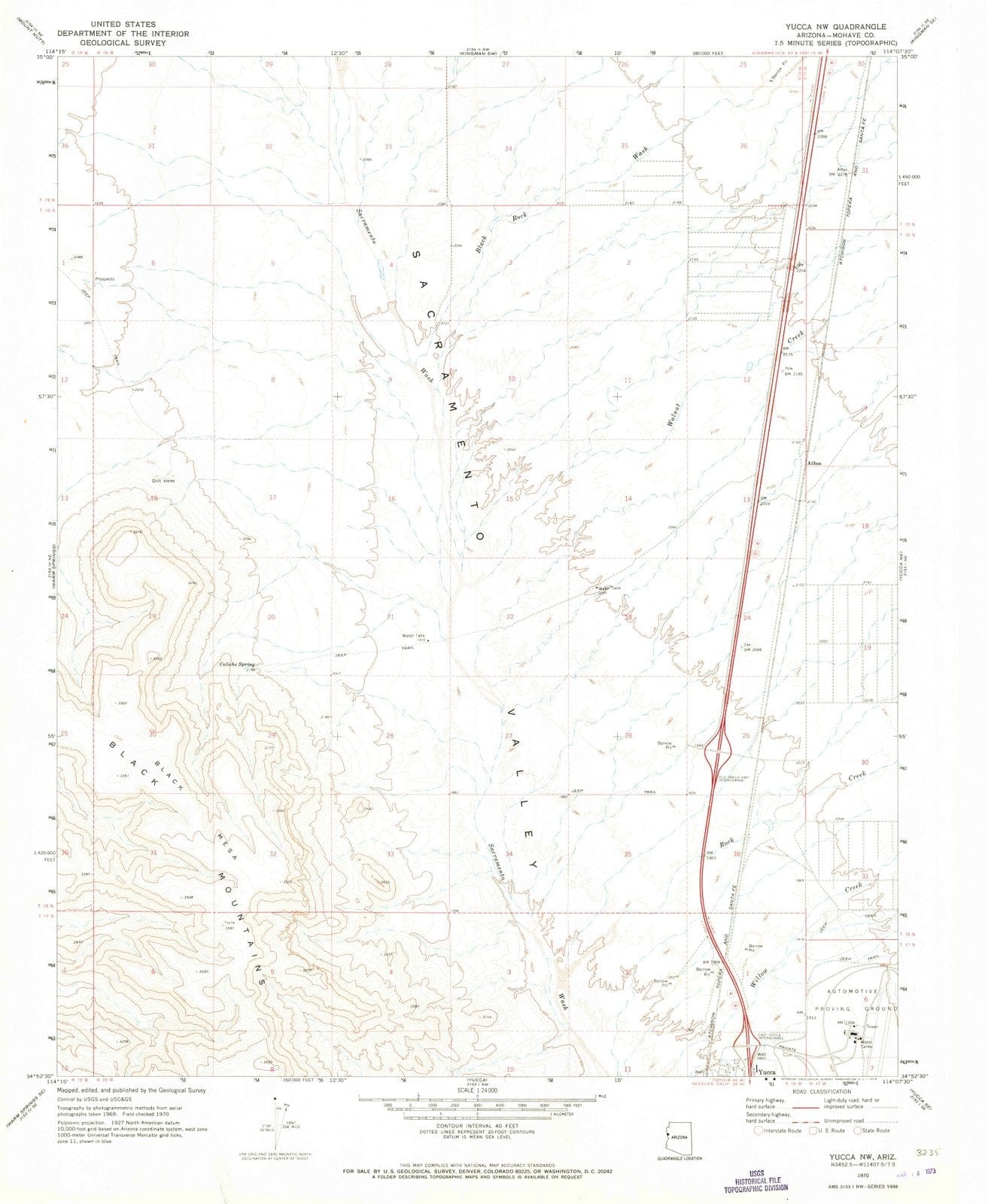 1970 Yucca, AZ - Arizona - USGS Topographic Map v2