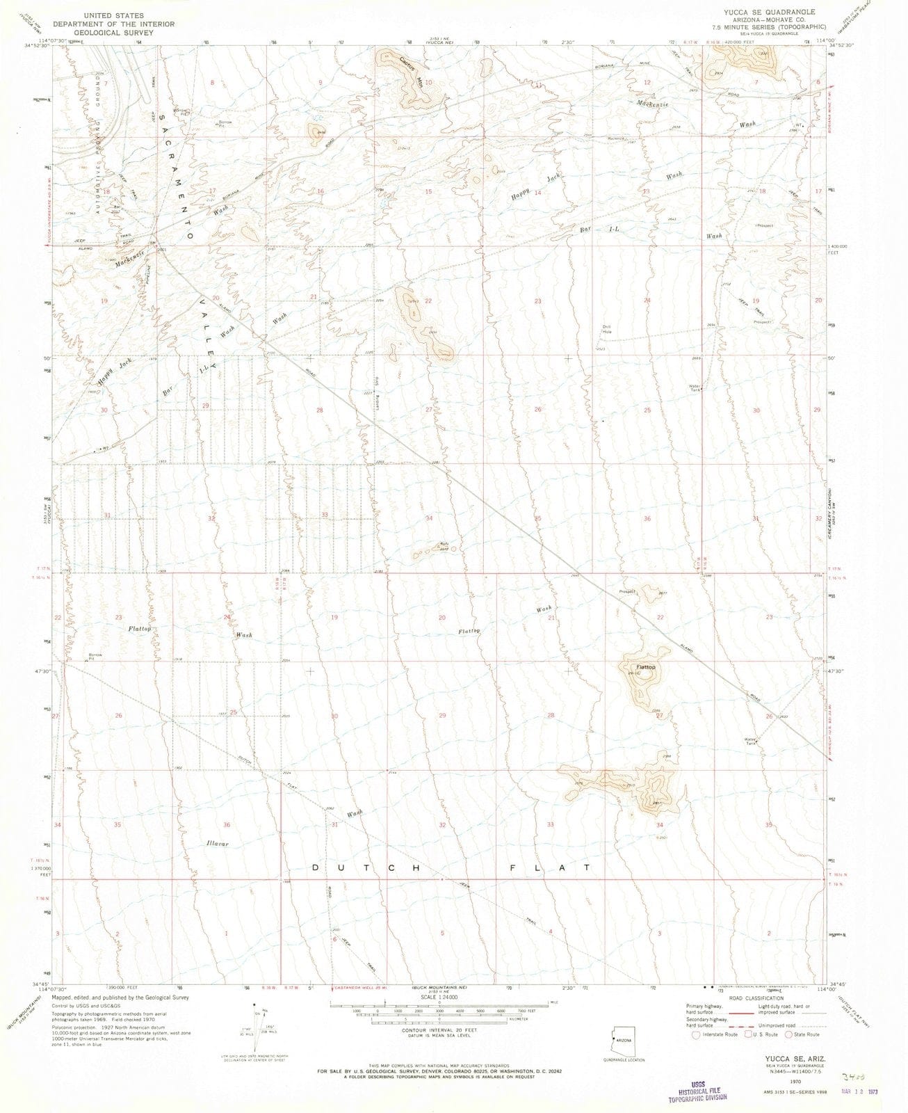 1970 Yucca, AZ - Arizona - USGS Topographic Map v3