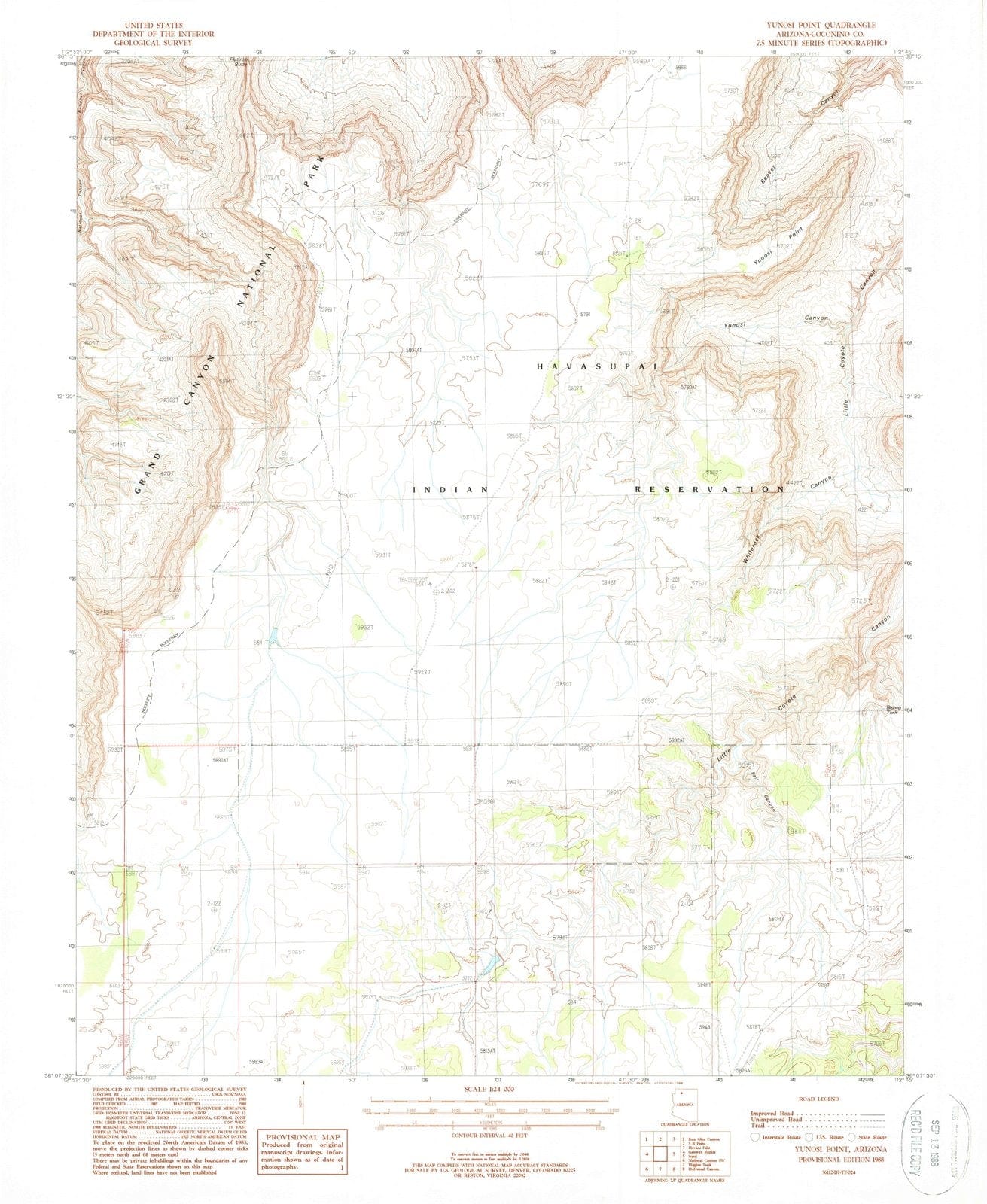1988 Yunosi Point, AZ - Arizona - USGS Topographic Map