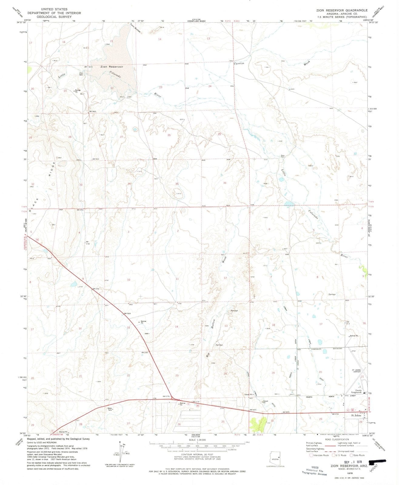 1978 Zion Reservoir, AZ - Arizona - USGS Topographic Map