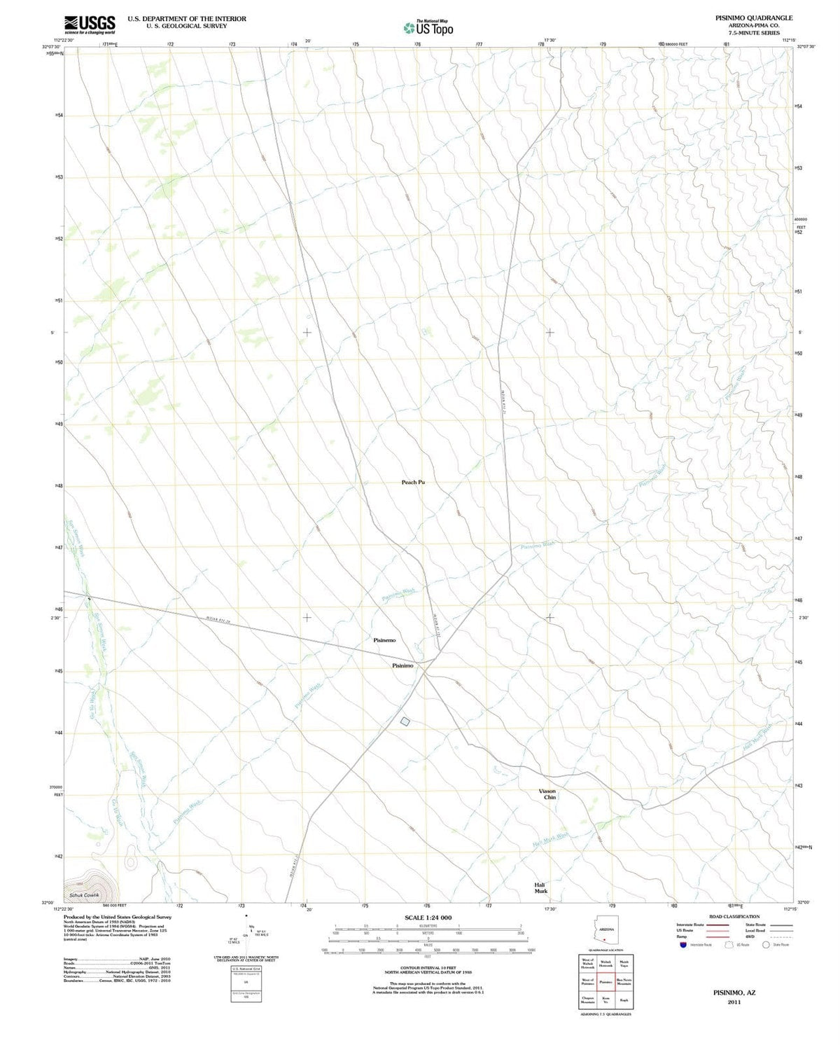 2011 Pisinimo, AZ - Arizona - USGS Topographic Map