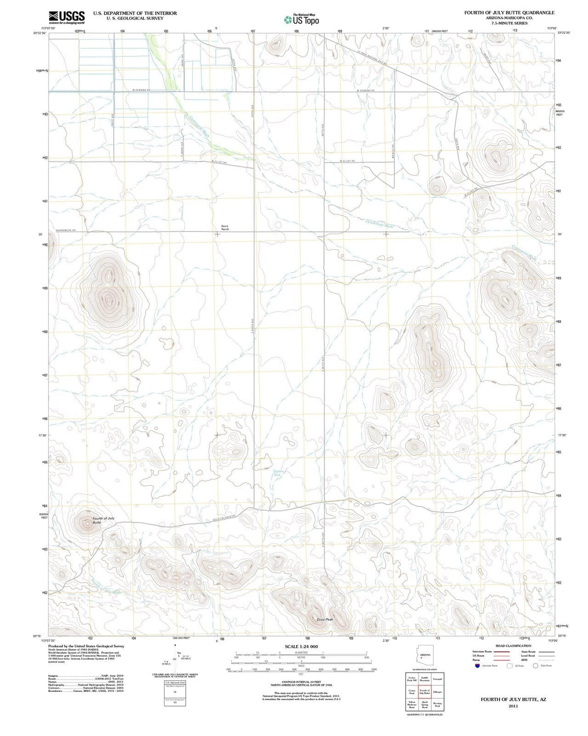 2011 Fourth of July Butte, AZ - Arizona - USGS Topographic Map