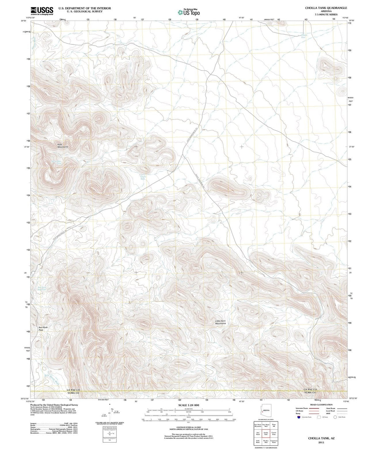 2011 Cholla Tank, AZ - Arizona - USGS Topographic Map