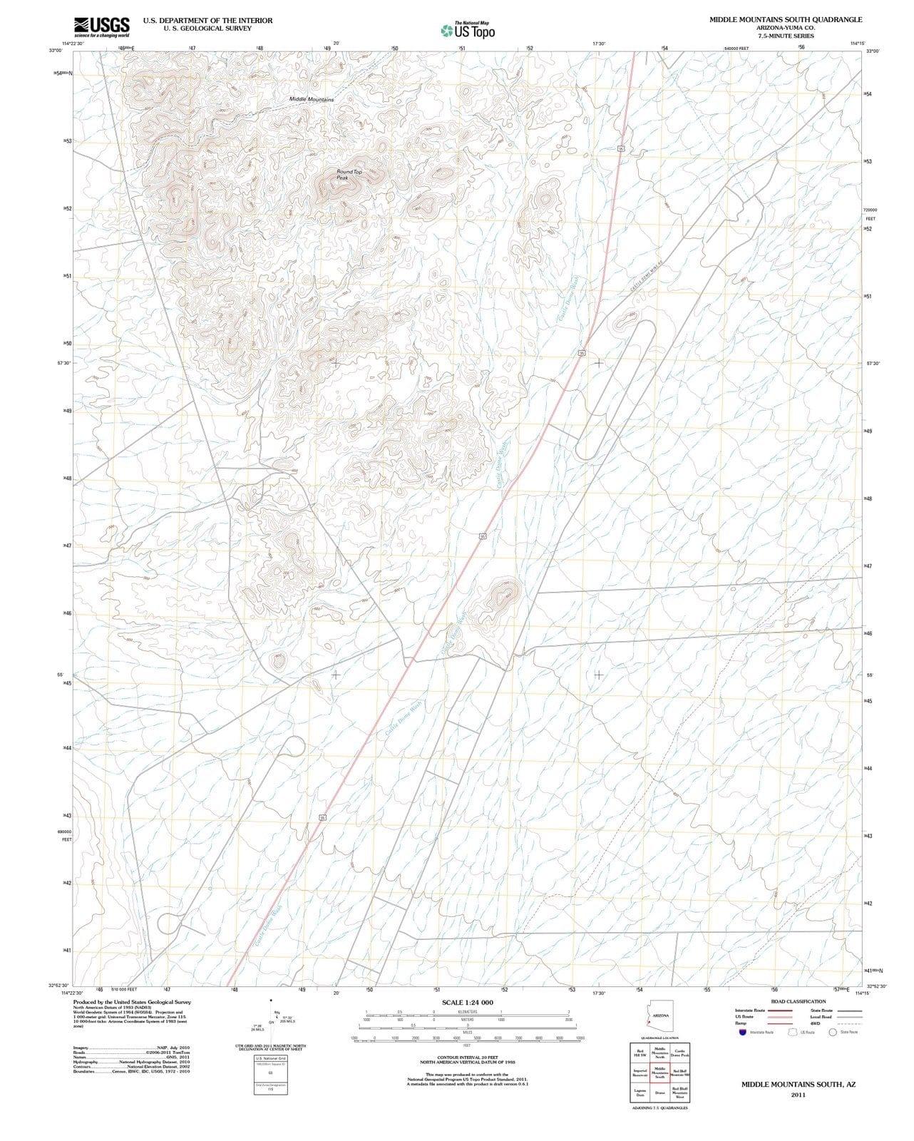 2011 Middle Mountains South, AZ - Arizona - USGS Topographic Map