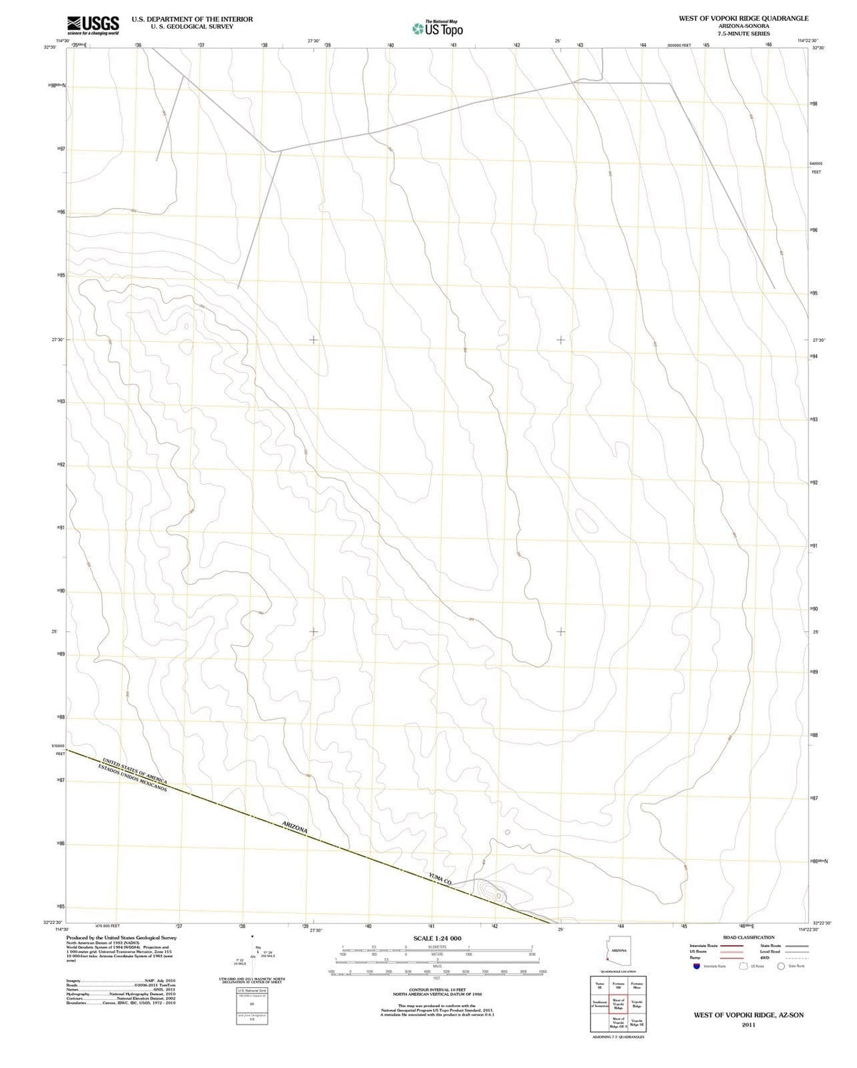 2011 West of Vopoki Ridge, AZ - Arizona - USGS Topographic Map