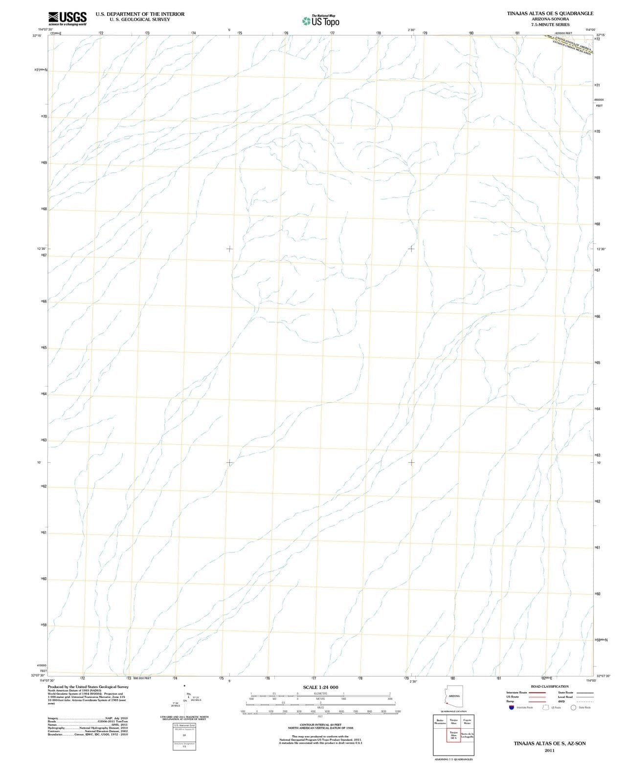 2011 Tinajas Altas OE S, AZ - Arizona - USGS Topographic Map