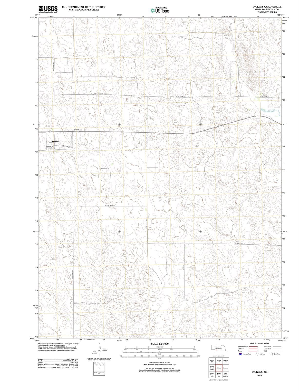 2011 Dickens, NE - Nebraska - USGS Topographic Map v2