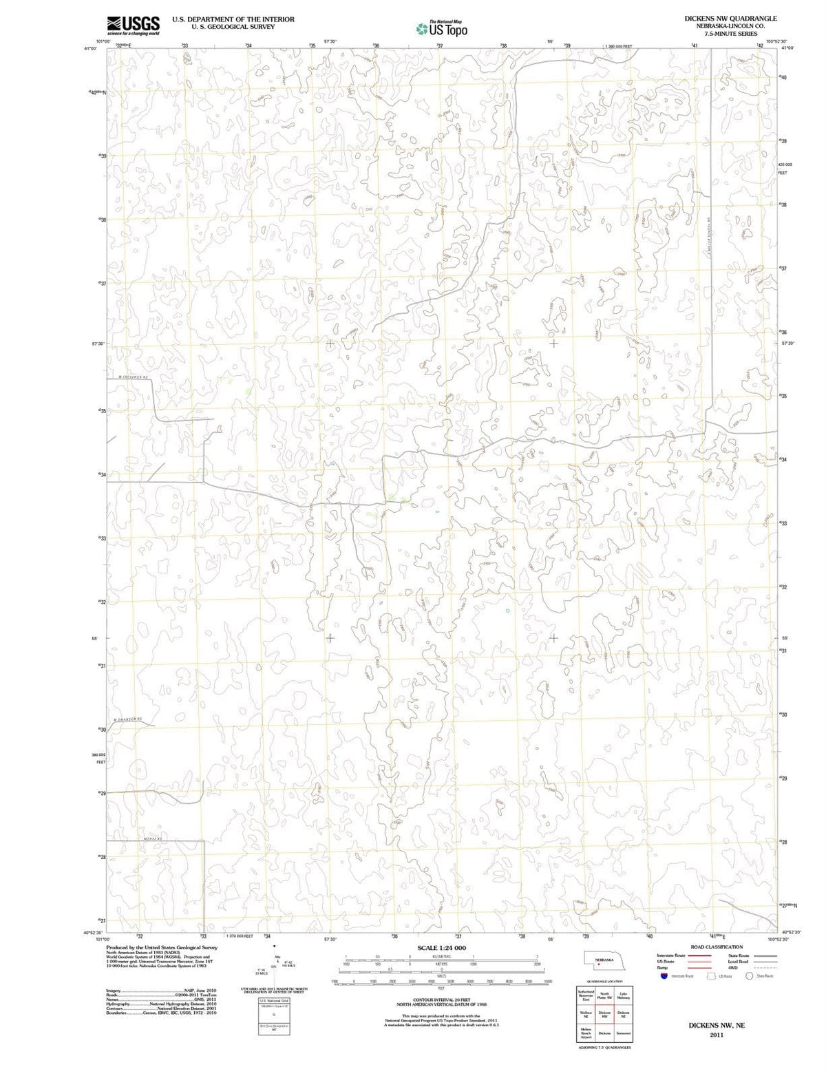 2011 Dickens, NE - Nebraska - USGS Topographic Map v3