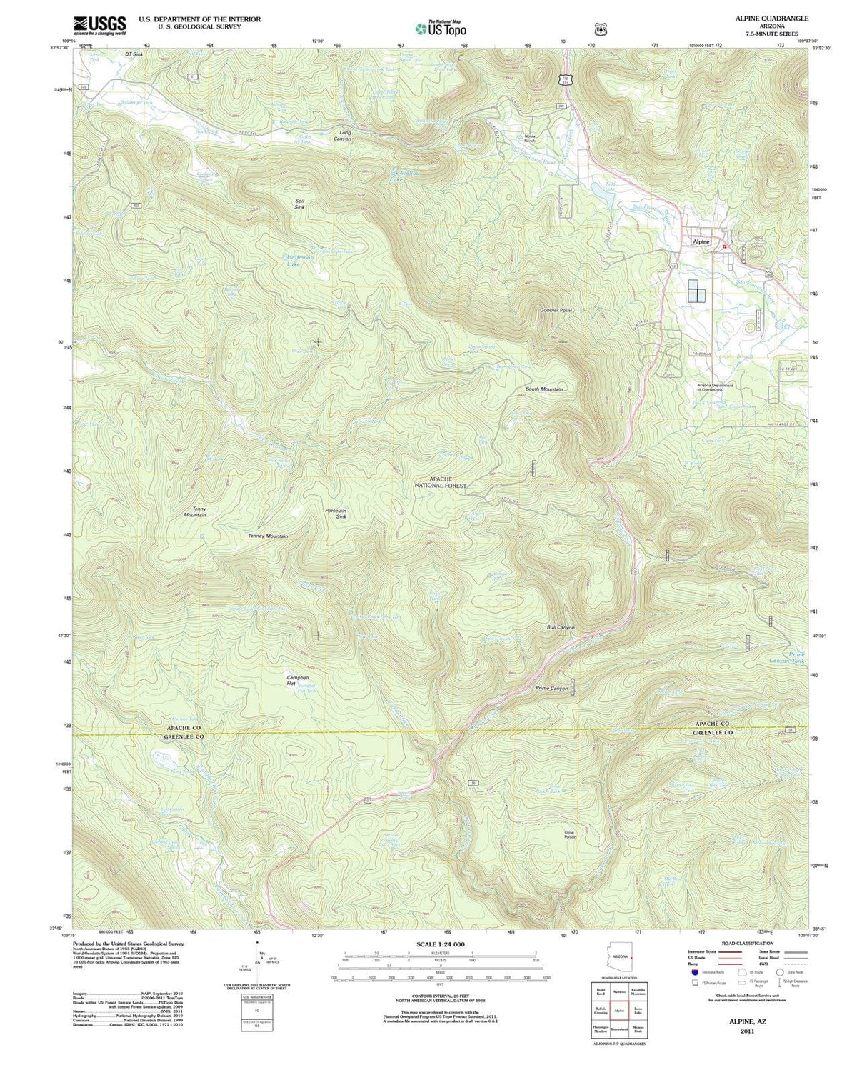 2011 Alpine, AZ - Arizona - USGS Topographic Map