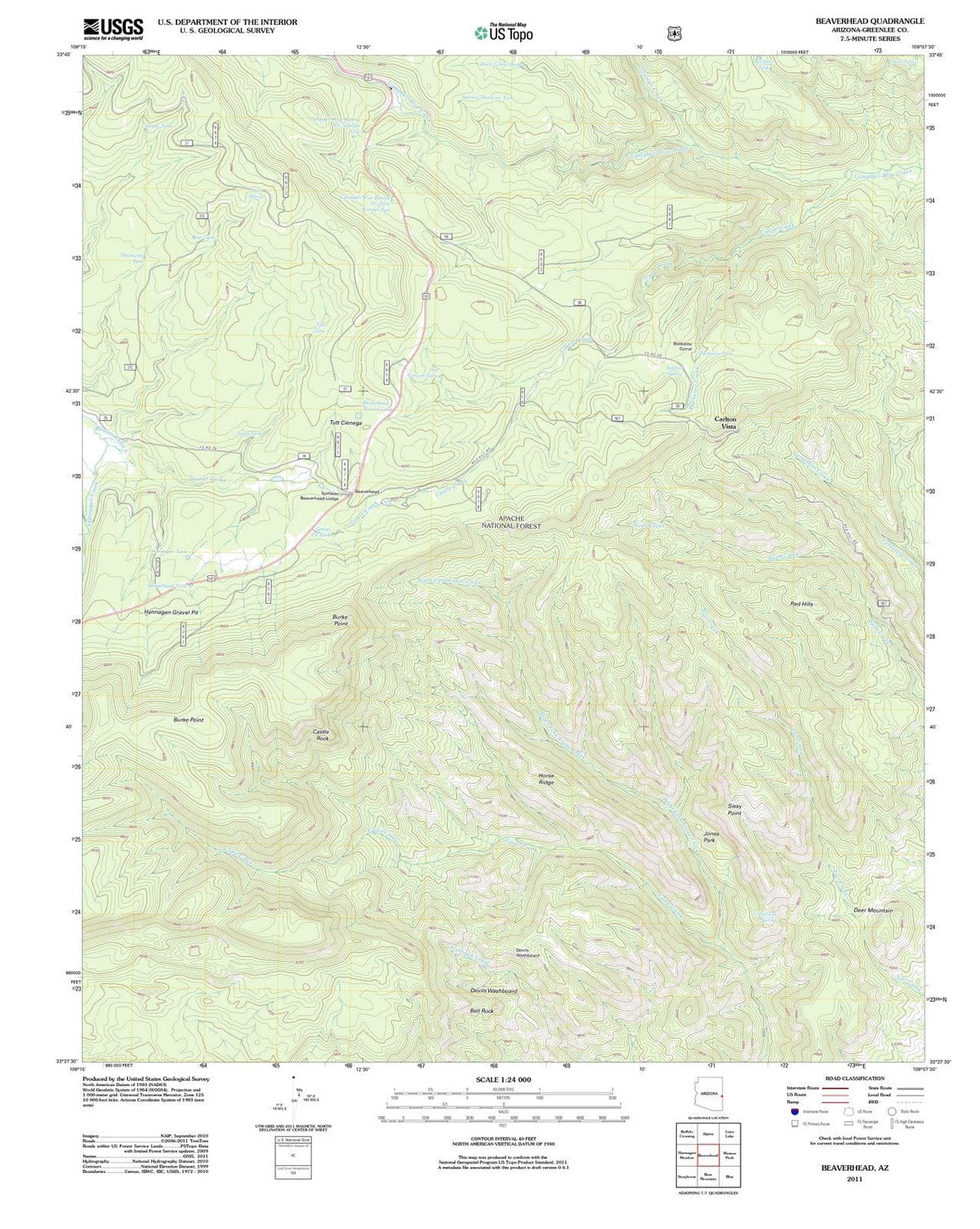 2011 Beaverhead, AZ - Arizona - USGS Topographic Map