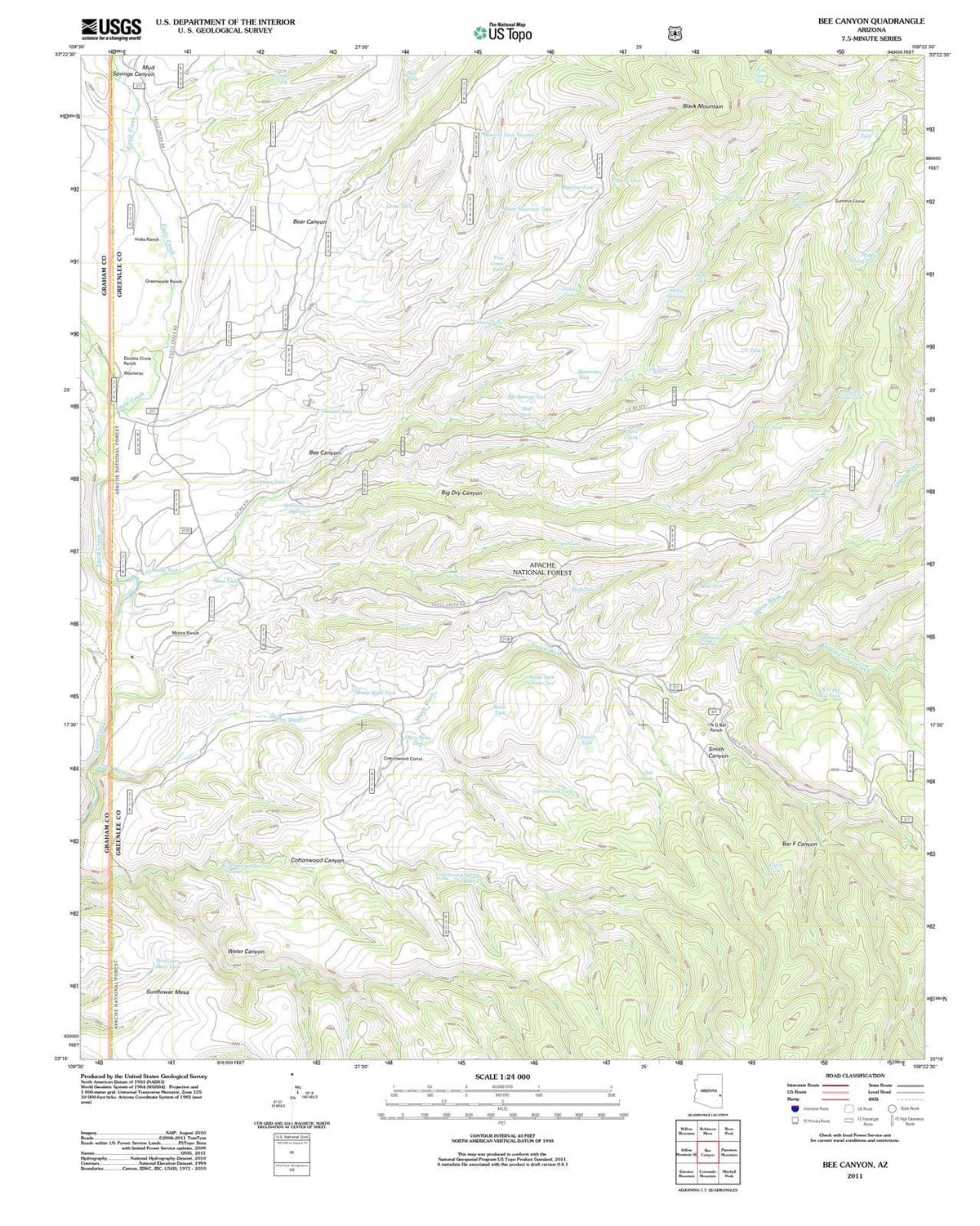 2011 Bee Canyon, AZ - Arizona - USGS Topographic Map