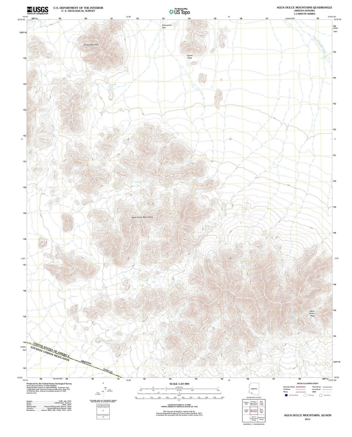 2011 Aguaulce Mountains, AZ - Arizona - USGS Topographic Map