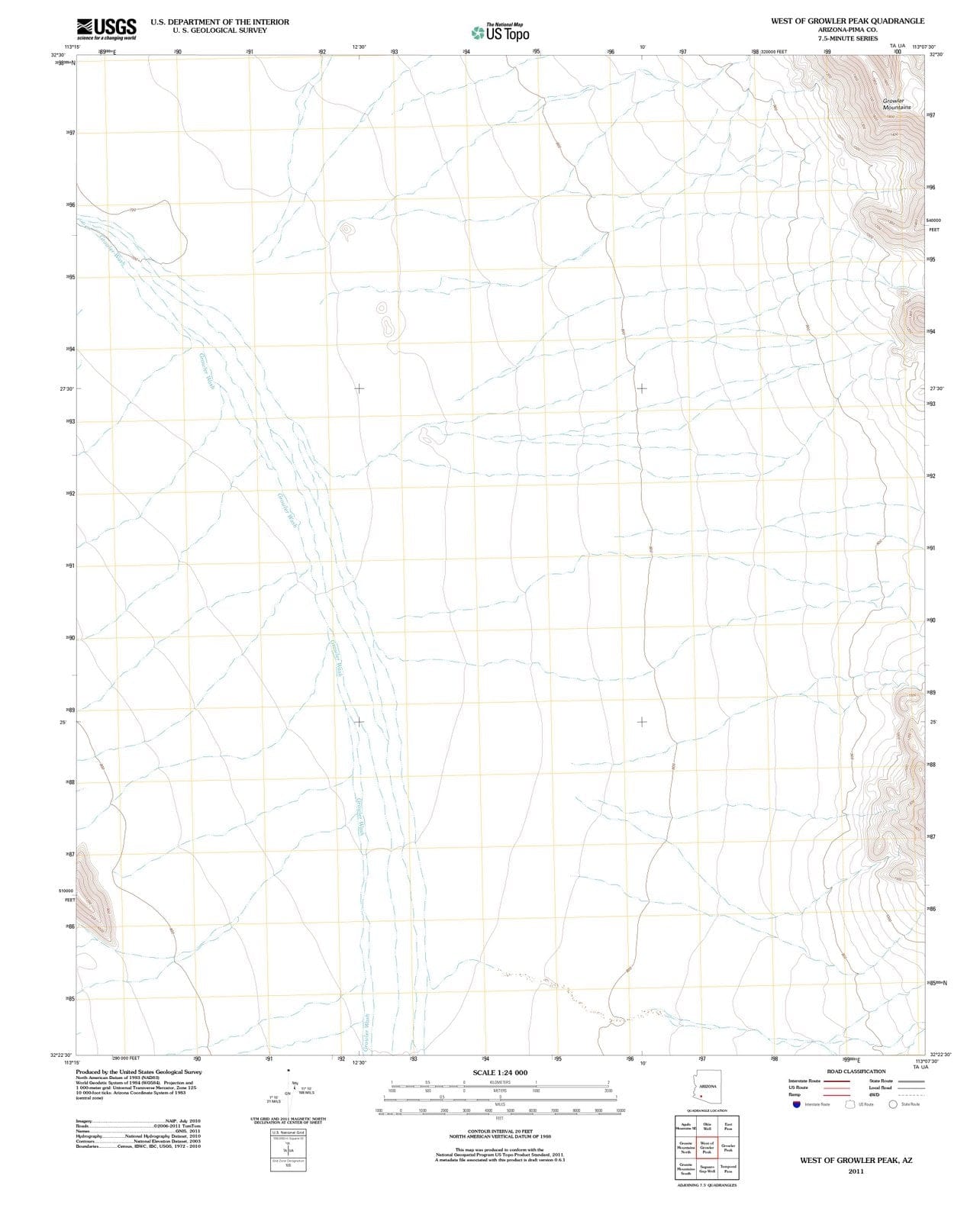 2011 West of Growler Peak, AZ - Arizona - USGS Topographic Map