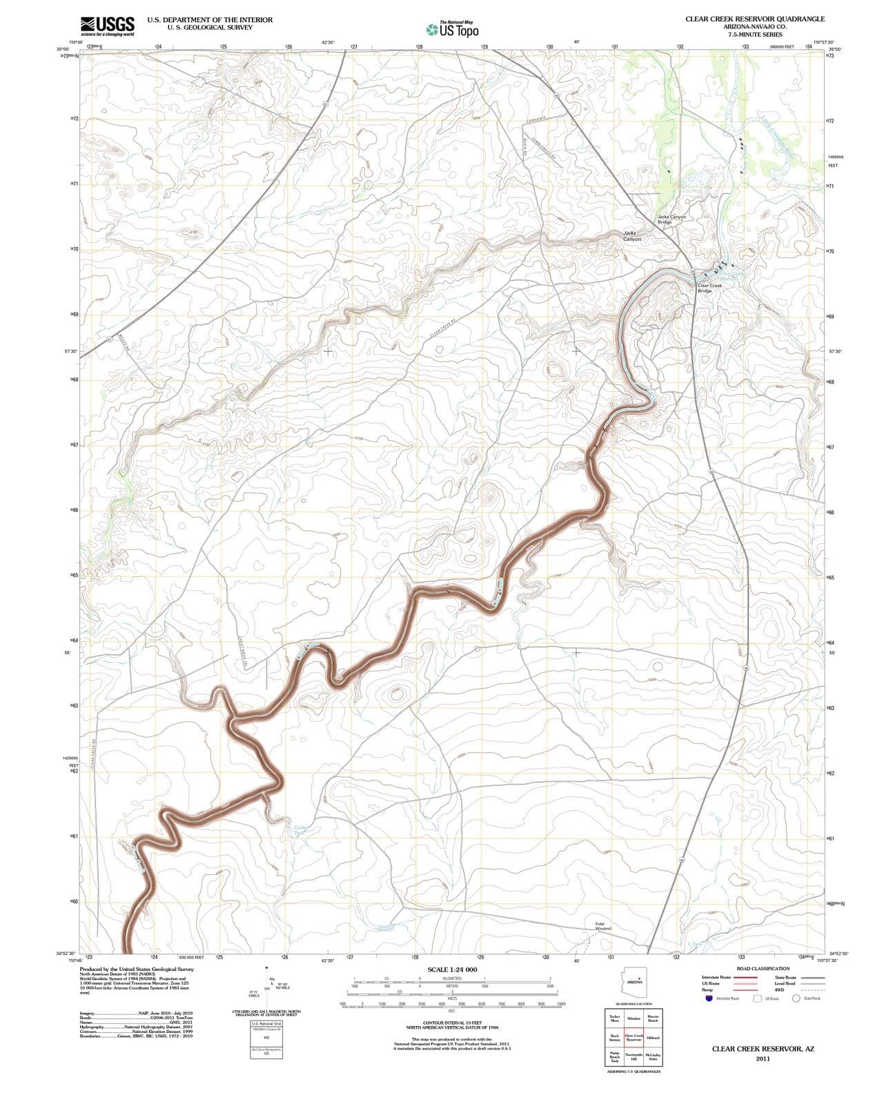 2011 Clear Creek Reservoir, AZ - Arizona - USGS Topographic Map