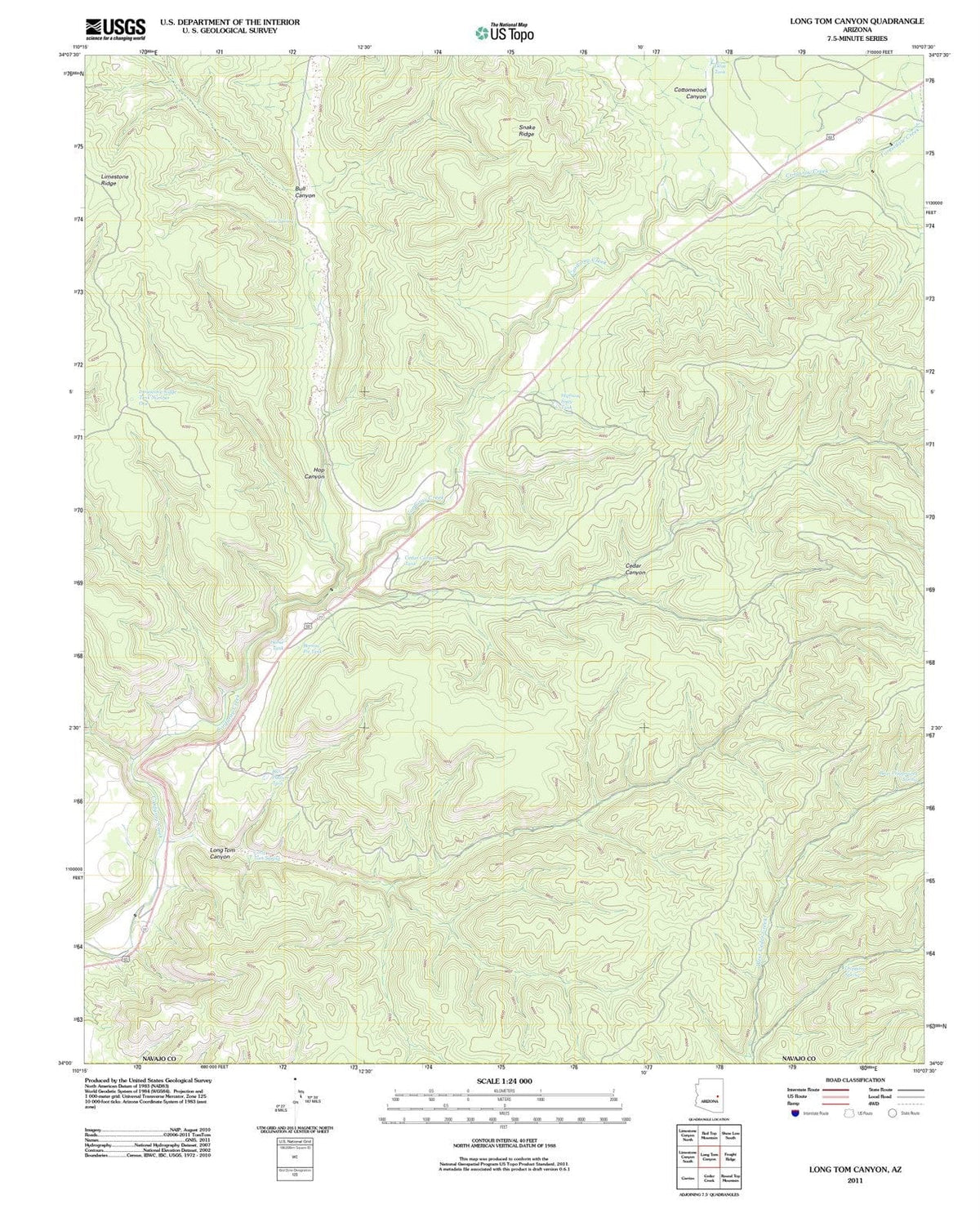 2011 Long Tom Canyon, AZ - Arizona - USGS Topographic Map