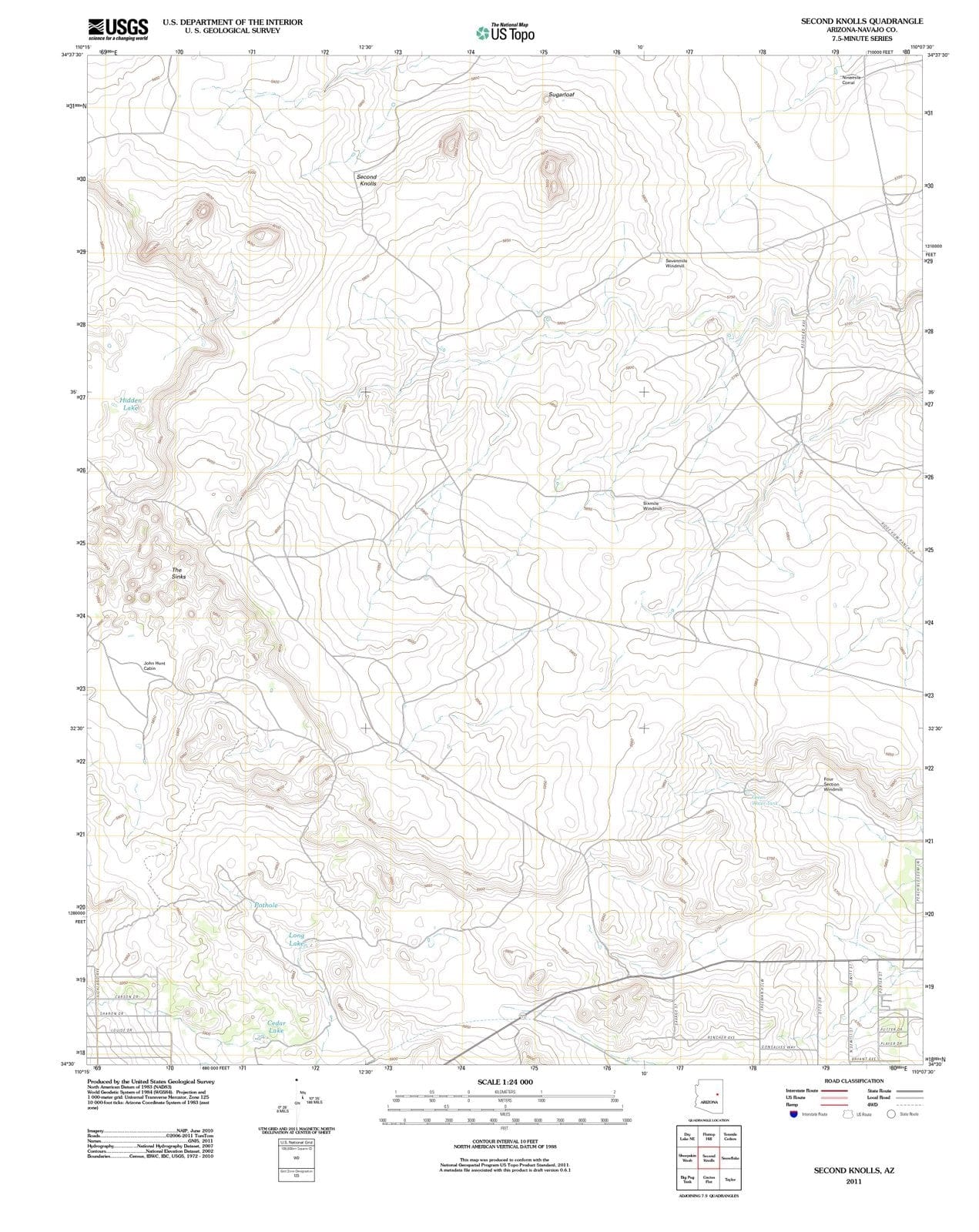 2011 Second Knolls, AZ - Arizona - USGS Topographic Map
