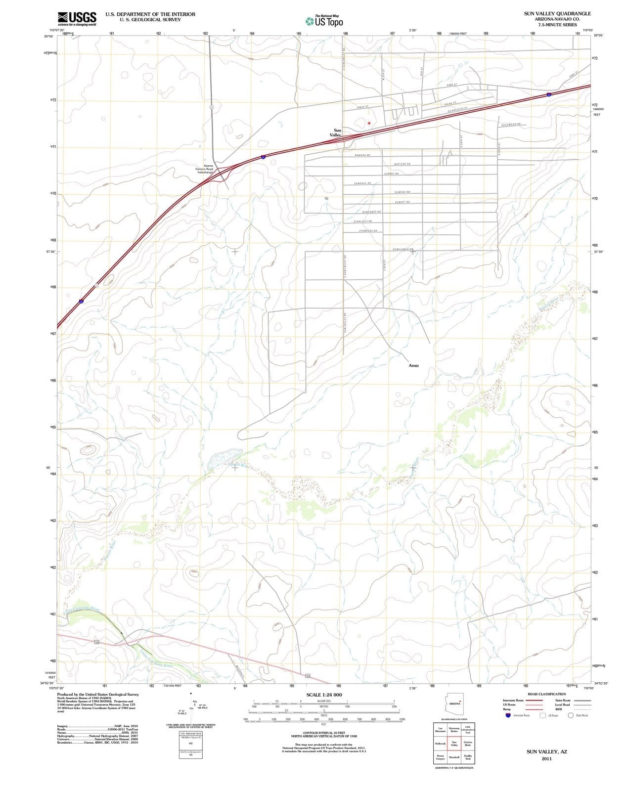 2011 Sun Valley, AZ - Arizona - USGS Topographic Map