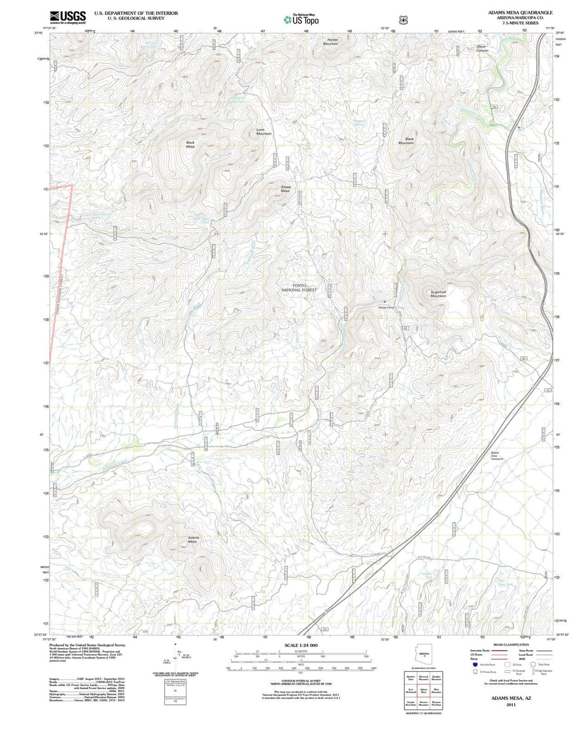 2011 Adams Mesa, AZ - Arizona - USGS Topographic Map
