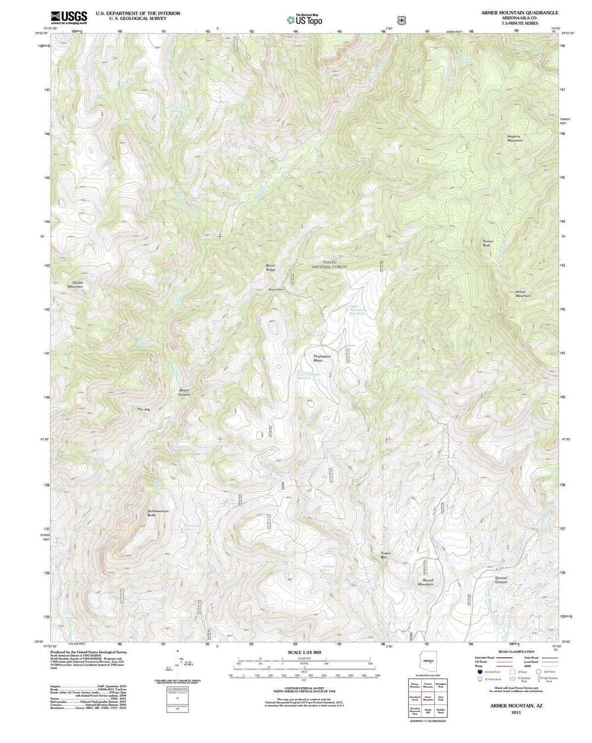 2011 Armer Mountain, AZ - Arizona - USGS Topographic Map