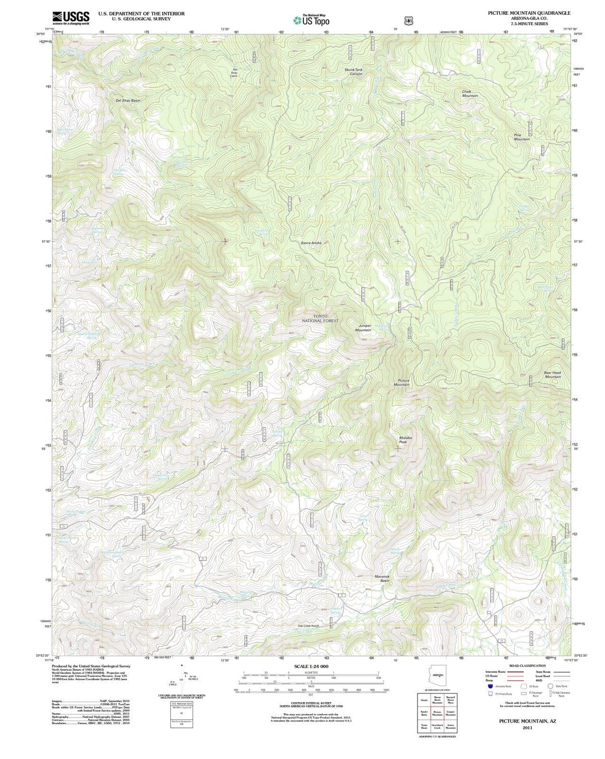 2011 Picture Mountain, AZ - Arizona - USGS Topographic Map