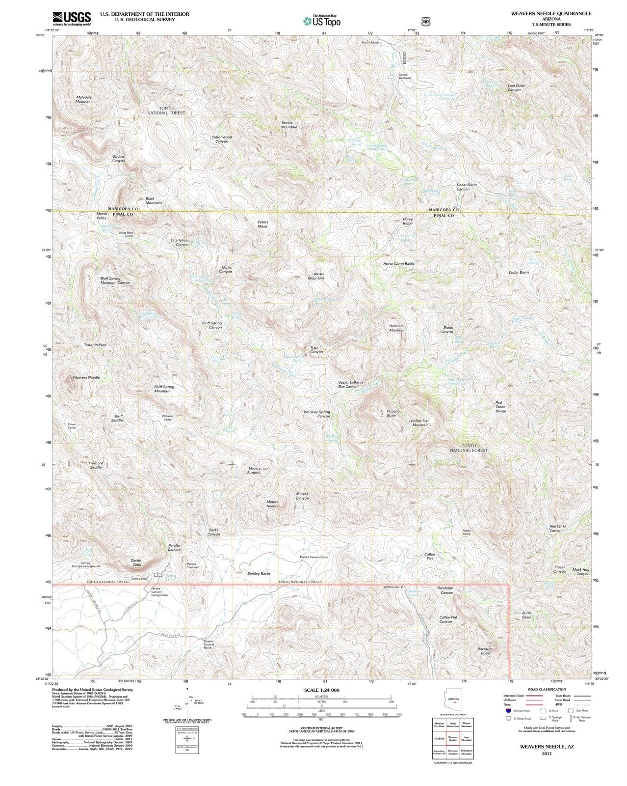 2011 Weaversedle, AZ - Arizona - USGS Topographic Map