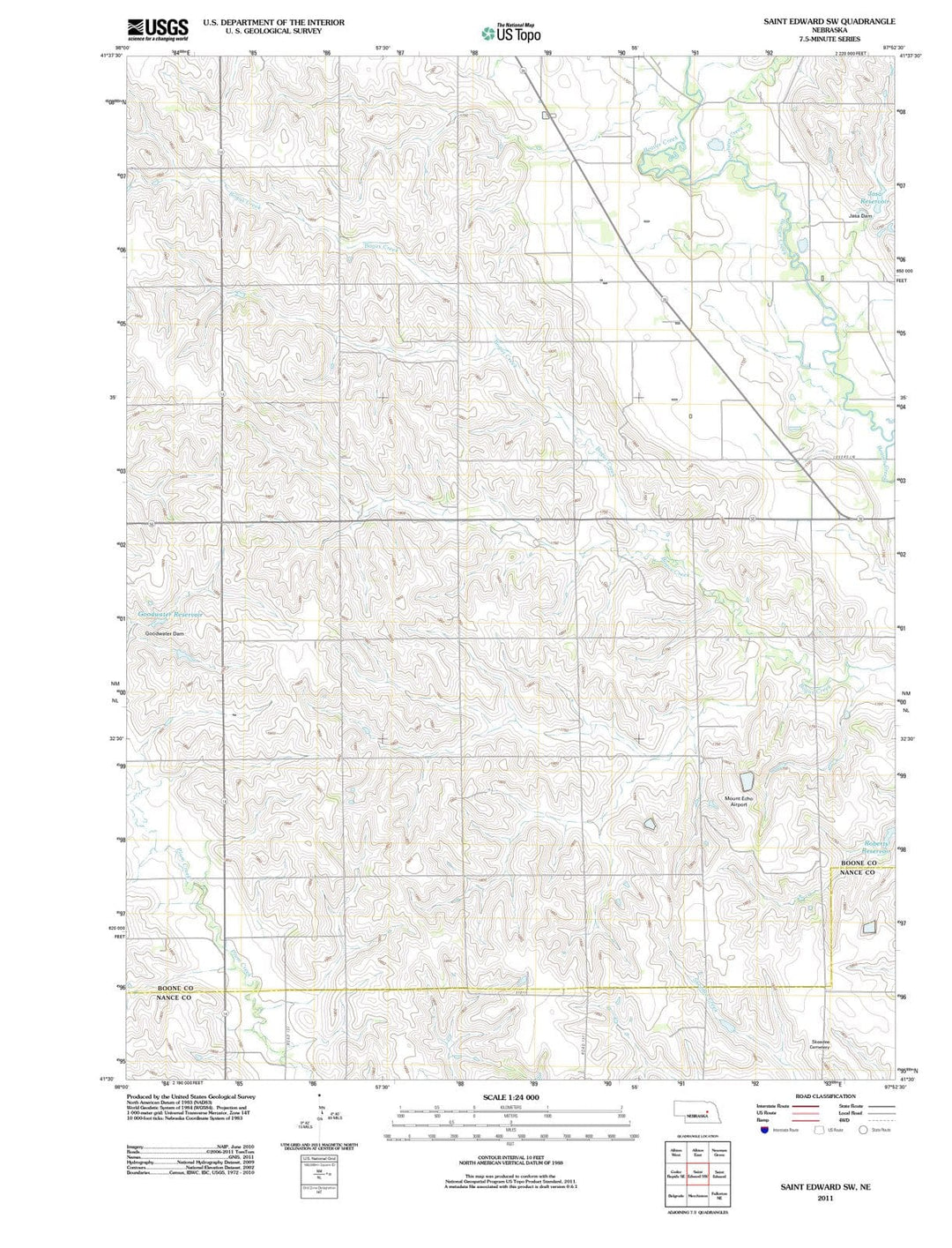 2011 Saint Edward, NE - Nebraska - USGS Topographic Map v2