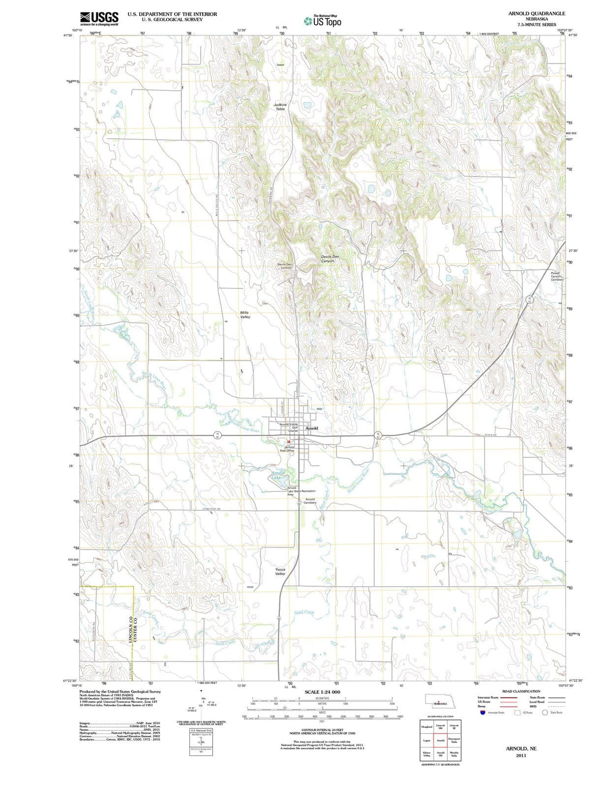 2011 Arnold, NE - Nebraska - USGS Topographic Map