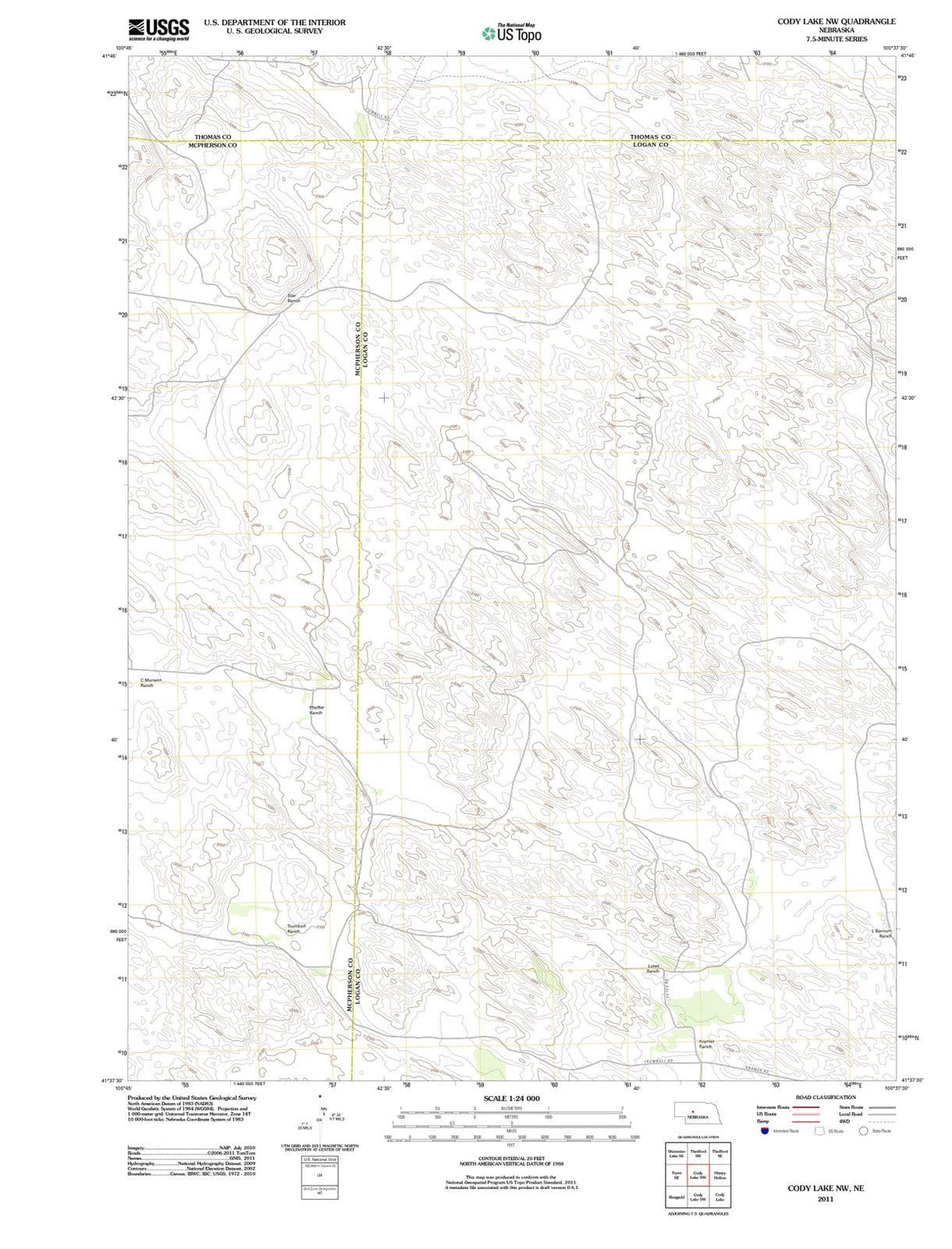 2011 Cody Lake, NE - Nebraska - USGS Topographic Map v2
