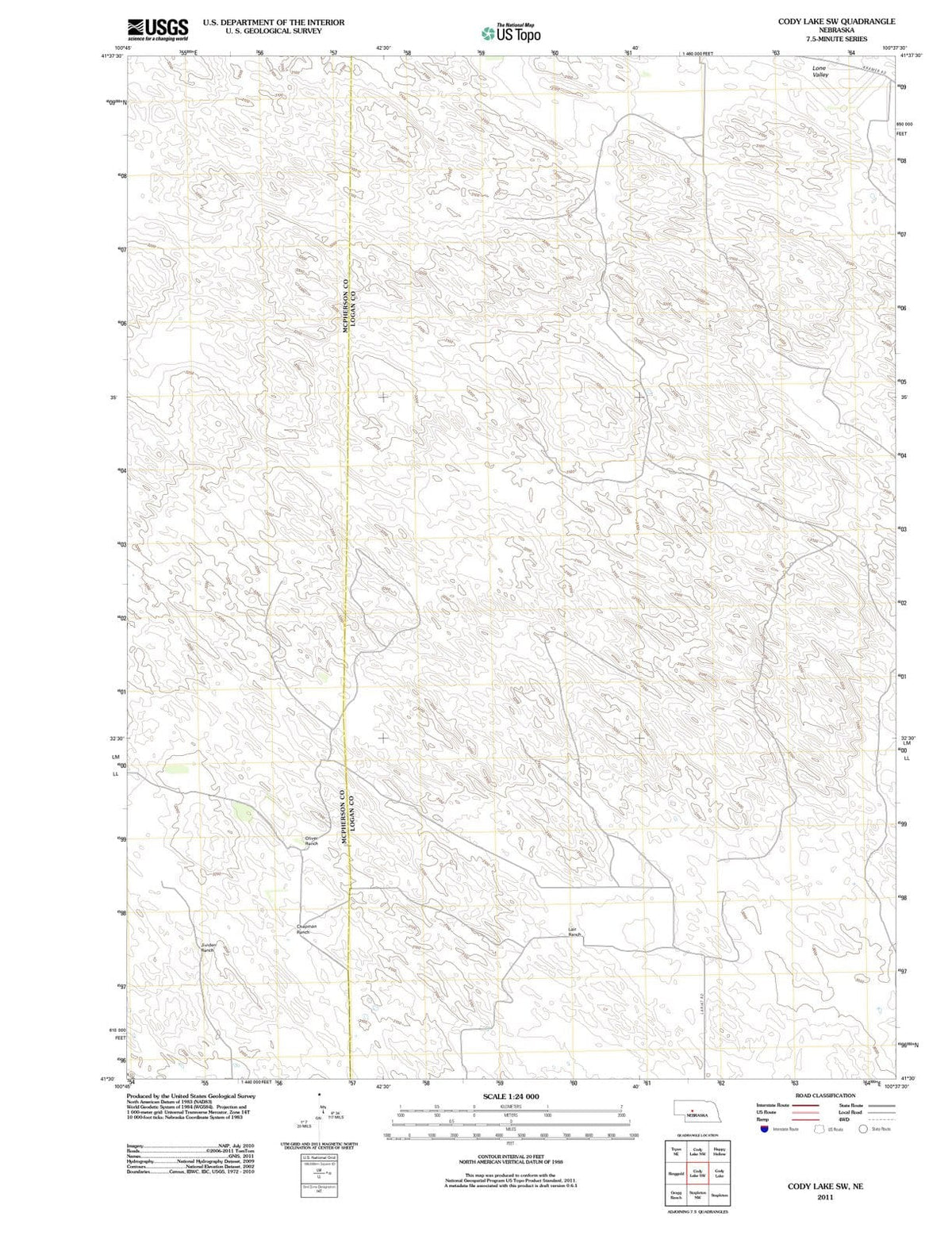 2011 Cody Lake, NE - Nebraska - USGS Topographic Map v3